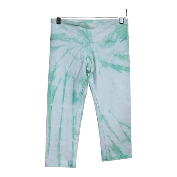 ALO Yoga Crop Leggings Womens Size S Green White Tie Dye High Waist Activewear - Picture 1 of 5